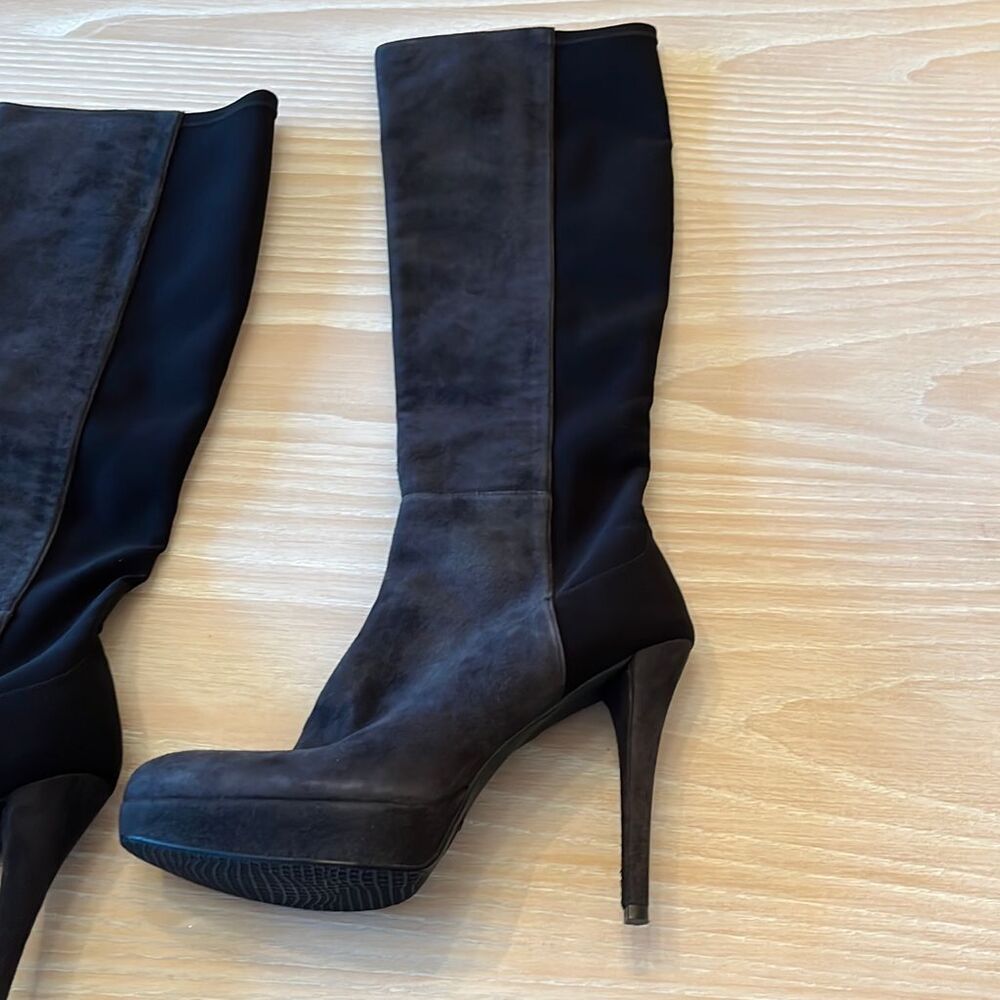 Stuart Weitzman Skyline Platform Boots Black Sued… - image 5